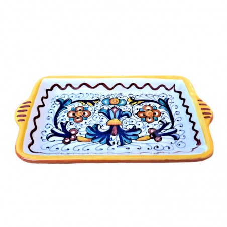 Vassoio rettangolare 18x10 ceramica maiolica Deruta ricco Deruta giallo
