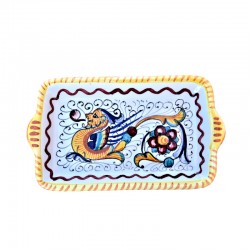 Vassoio rettangolare 18x10 ceramica maiolica Deruta raffaellesco