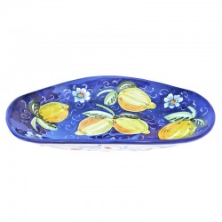 Portapane ovale ceramica maiolica Deruta Positano blu