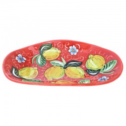 Portapane ovale ceramica maiolica Deruta Positano rosso