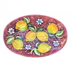 Oval bread bin majolica ceramic Deruta dark red Positano
