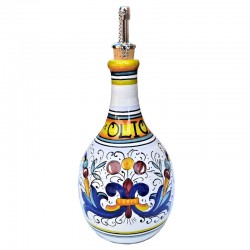 Cruet with handle majolica ceramic Deruta rich Deruta yellow
