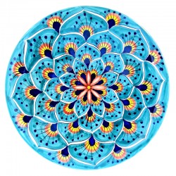 Piatto da parete ceramica maiolica Deruta penne pavone grandi