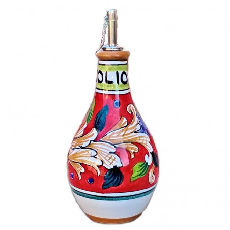 Cruet majolica ceramic Deruta artistic red