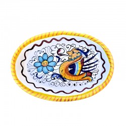 Oval soap dish majolica ceramic Deruta raphaelesque