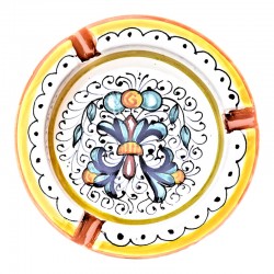 Posacenere rotondo ceramica maiolica Deruta ricco Deruta giallo