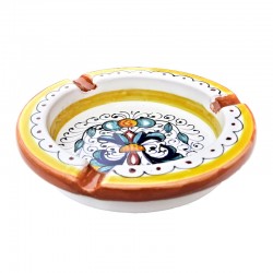 Round ashtray majolica ceramic Deruta rich Deruta yellow