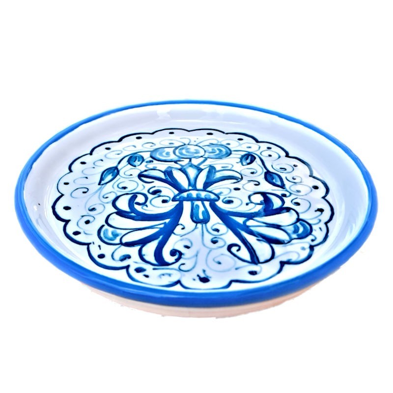 Sottobicchiere ceramica maiolica Deruta ricco Deruta turchese monocolore Sottobicchiere ceramica maiolica Deruta ricco Deruta turchese monocolore