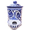 Porta sale ceramica maiolica Deruta arabesco blu