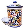 Porta sale ceramica maiolica Deruta arabesco colorato