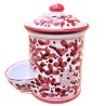 Porta sale ceramica maiolica Deruta arabesco rosso