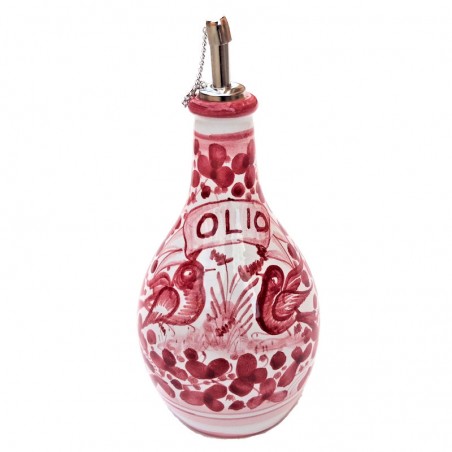 Cruet majolica ceramic Deruta red arabesque