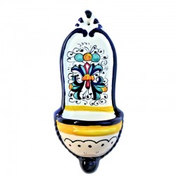 Holy water font majolica ceramic Deruta rich Deruta blue