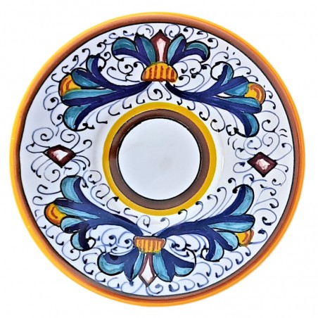 Piattino tazzina caffè ceramica maiolica Deruta ricco Deruta giallo