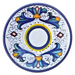 Piattino tazzina caffè ceramica maiolica Deruta ricco Deruta blu