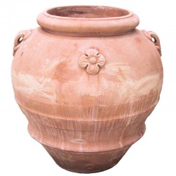 Grande orcio terracotta rosone lavorato a mano bocca stretta