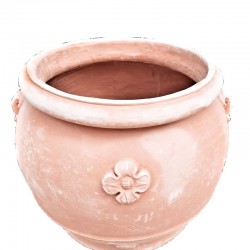 Grande orcio terracotta rosone lavorato a mano bocca larga