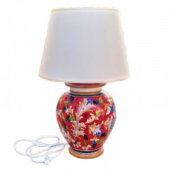 Deruta majolica ceramic lamp hand painted artistic red decoration
