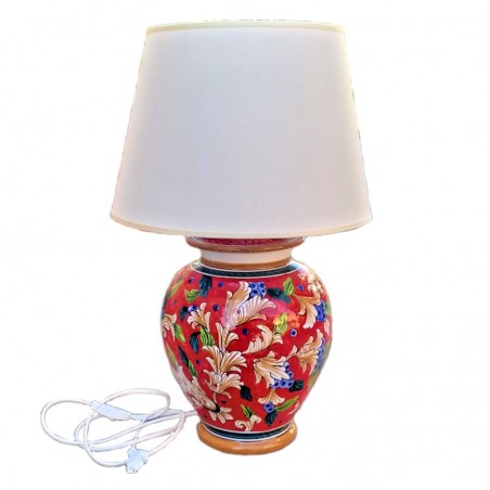 Deruta majolica ceramic lamp hand painted artistic red decoration