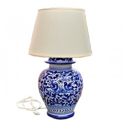 Deruta majolica ceramic lamp hand painted blue arabesque decoration