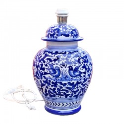 Deruta majolica ceramic lamp hand painted blue arabesque decoration