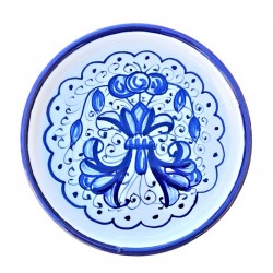 Sottobicchiere ceramica maiolica Deruta ricco Deruta blu monocolore