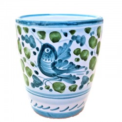 Bicchiere ceramica maiolica Deruta arabesco verde