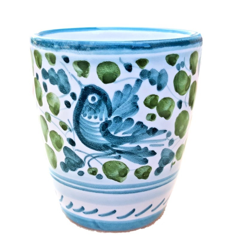 Glass majolica ceramic Deruta green arabesque Glass majolica ceramic Deruta green arabesque