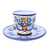 Coffee cup bar with saucer majolica ceramic Deruta rich Deruta blue