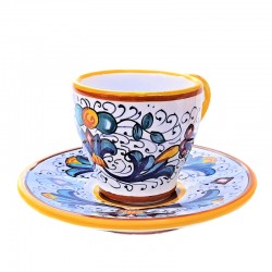 Tazzina caffè con piattino bar ceramica maiolica Deruta ricco Deruta giallo