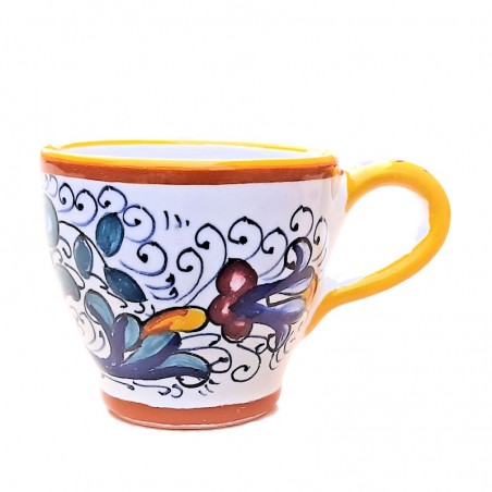 Coffee cup bar majolica ceramic Deruta rich Deruta yellow