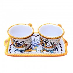 Coffee set majolica ceramic Deruta raphaelesque 3 PCS