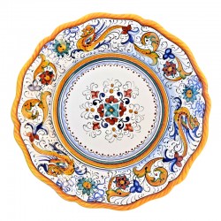 Scalloped table plate majolica ceramic Deruta raphaelesque floral doily