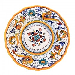 Scalloped table plate majolica ceramic Deruta raphaelesque floral doily