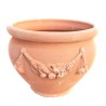 Round terracotta planter with festoon handmade