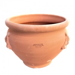 Round terracotta planter with festoon handmade