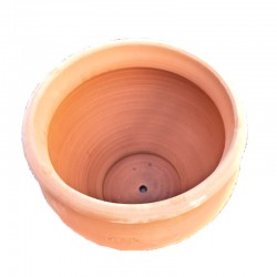 Fioriera tonda terracotta liscia lavorata a mano