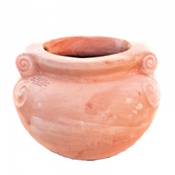 Round terracotta planter with curls handmade