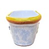 Small oval Deruta majolica ceramic vase for succulent plants with grapes decoration
