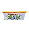 Small oval Deruta majolica ceramic vase for succulent plants with grapes decoration