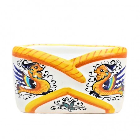 Portabiglietti da tavolo ceramica maiolica Deruta raffaellesco