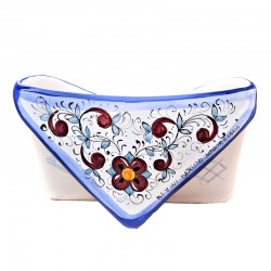 Portalettere da tavolo ceramica maiolica Deruta ricco Deruta blu