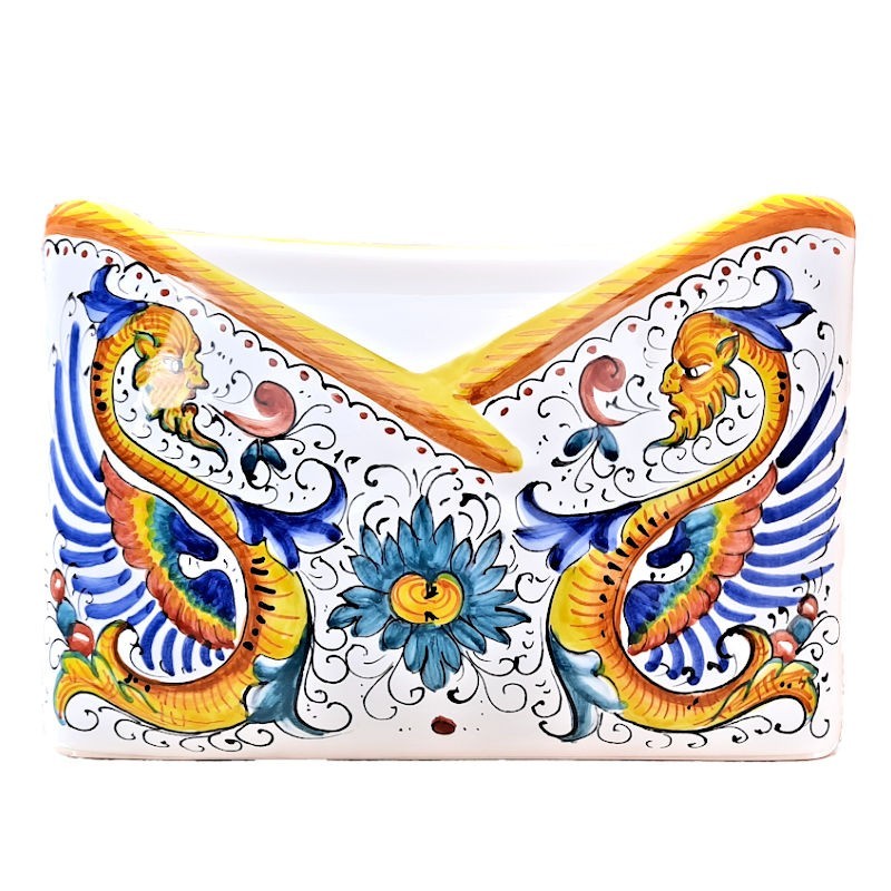 Portalettere da tavolo ceramica maiolica Deruta raffaellesco Portalettere da tavolo ceramica maiolica Deruta raffaellesco