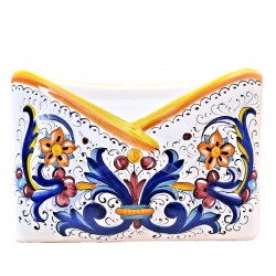 Portalettere da tavolo ceramica maiolica Deruta ricco Deruta giallo