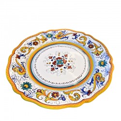 Scalloped table plate majolica ceramic Deruta raphaelesque floral doily