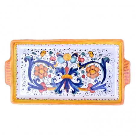 Rectangular tray majolica ceramic Deruta rich Deruta yellow