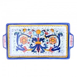Rectangular tray majolica ceramic Deruta rich Deruta blue