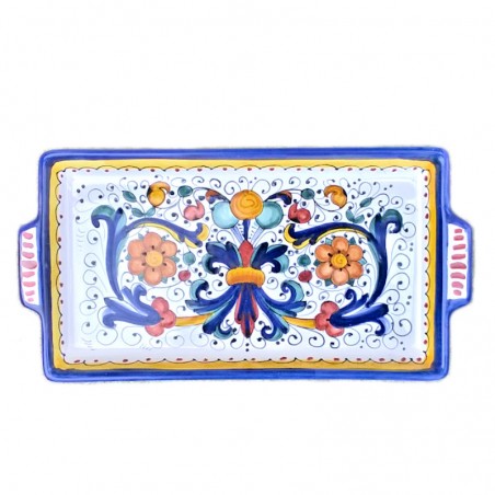 Rectangular tray majolica ceramic Deruta rich Deruta blue