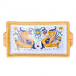 Vassoio rettangolare ceramica maiolica Deruta raffaellesco