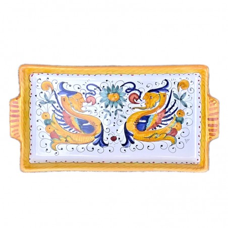 Vassoio rettangolare ceramica maiolica Deruta raffaellesco